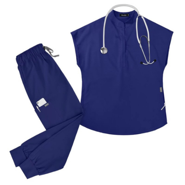Navy Collar Scrub Top - Image 5